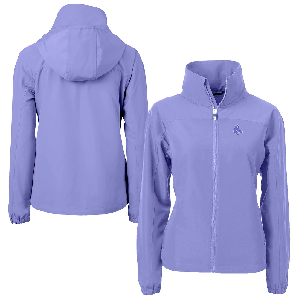 Women's Cutter & Buck Lavender Boston Red Sox Charter Eco Recycled Full-Zip Jacket
