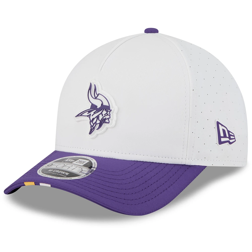 Youth New Era White/Purple Minnesota Vikings 2025 NFL Training Camp A-Frame 9FORTY Adjustable Hat