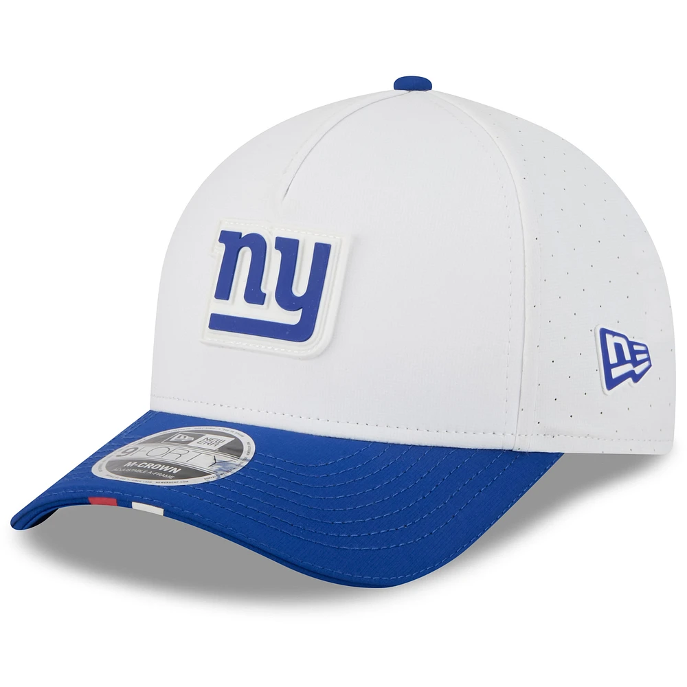 Youth New Era White/Royal New York Giants 2025 NFL Training Camp A-Frame 9FORTY Adjustable Hat