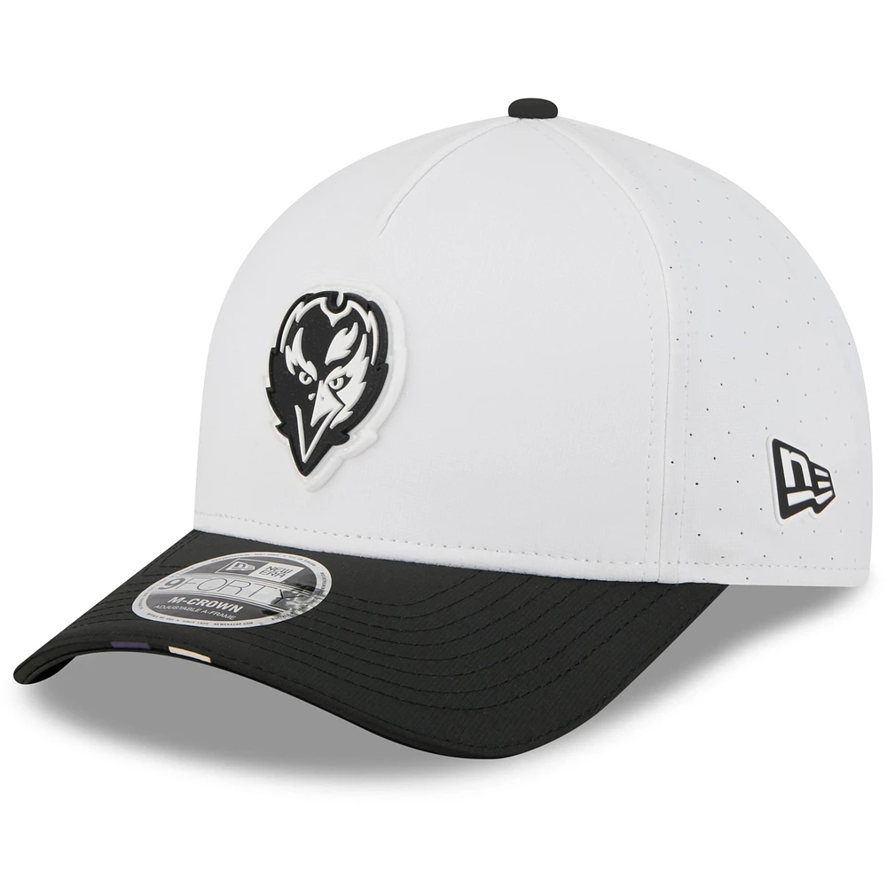 Youth New Era White/Black Baltimore Ravens 2025 NFL Training Camp A-Frame 9FORTY Adjustable Hat