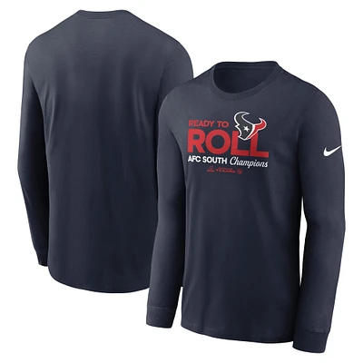 Men's Nike Navy Houston Texans 2024 AFC South Division Champions Locker Room Trophy Collection Long Sleeve T-Shirt