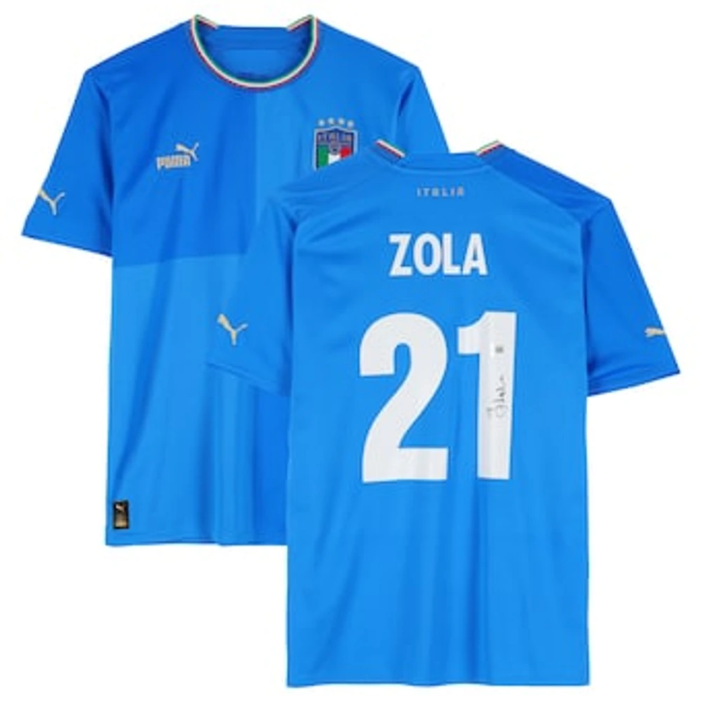 Gianfranco Zola Italy National Team Autographed 2022-23 Blue Home Puma Jersey - BAS
