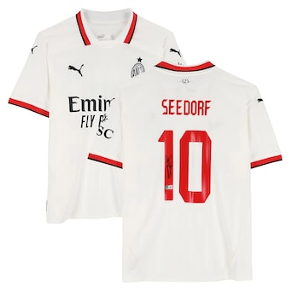 Clarence Seedorf AC Milan Autographed 2024-25 White Away Puma Jersey - BAS
