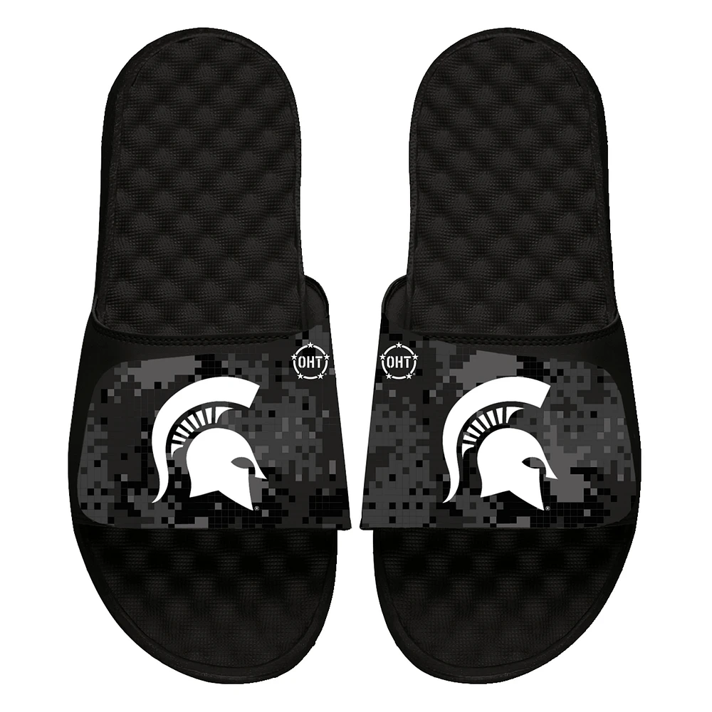 Unisex ISlide Black Michigan State Spartans Digi Camo Slide Sandals