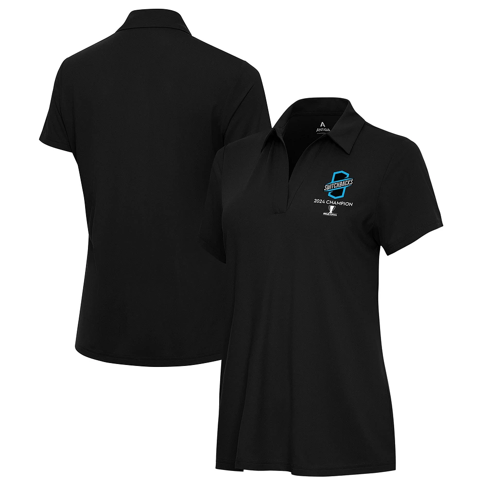 Women's Antigua Black Colorado Springs Switchbacks FC 2024 USL Champions Era Polo