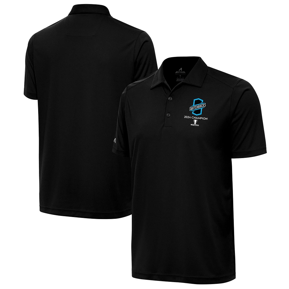 Men's Antigua Black Colorado Springs Switchbacks FC 2024 USL Champions Tribute Polo