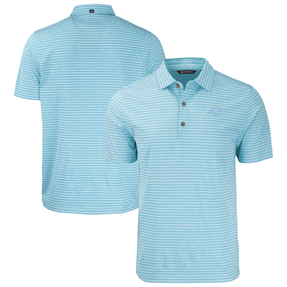 Men's Cutter & Buck Powder Blue Carolina Panthers Forge Eco Heather Stripe Stretch Recycled Big Tall Polo