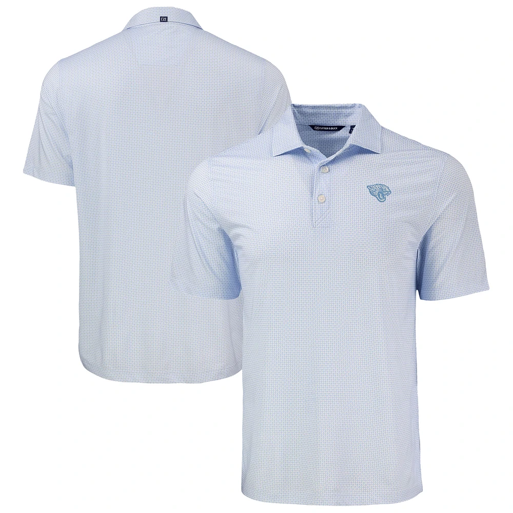 Men's Cutter & Buck Powder Blue Jacksonville Jaguars Pike Eco Diamond Dot Print Recycled Big Tall Polo