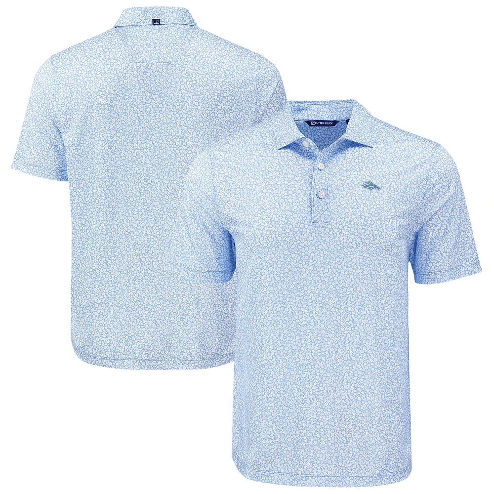 Men's Cutter & Buck Powder Blue Denver Broncos Pike Eco Flora Print Recycled Big Tall Polo