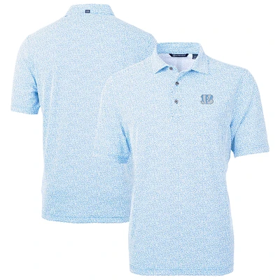 Men's Cutter & Buck Powder Blue Cincinnati Bengals Virtue Eco Pique Botanical Print Recycled Polo