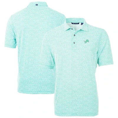 Men's Cutter & Buck Mint Detroit Lions Virtue Eco Pique Botanical Print Recycled Polo