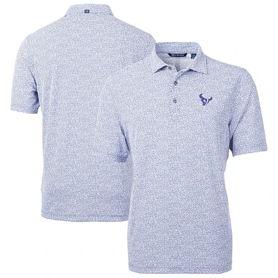 Men's Cutter & Buck Purple Houston Texans Virtue Eco Pique Botanical Print Recycled Polo