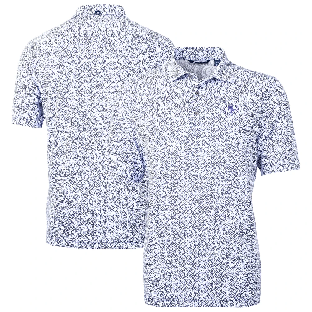 Men's Cutter & Buck Purple San Francisco 49ers Virtue Eco Pique Botanical Print Recycled Polo