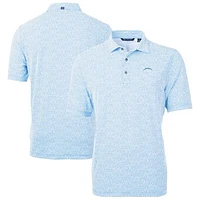 Men's Cutter & Buck Powder Blue Los Angeles Chargers Virtue Eco Pique Botanical Print Recycled Polo