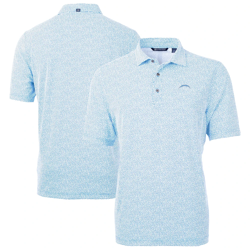 Men's Cutter & Buck Powder Blue Los Angeles Chargers Virtue Eco Pique Botanical Print Recycled Polo