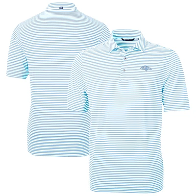 Men's Cutter & Buck Powder Blue Baltimore Ravens Virtue Eco Pique Stripe Recycled Polo