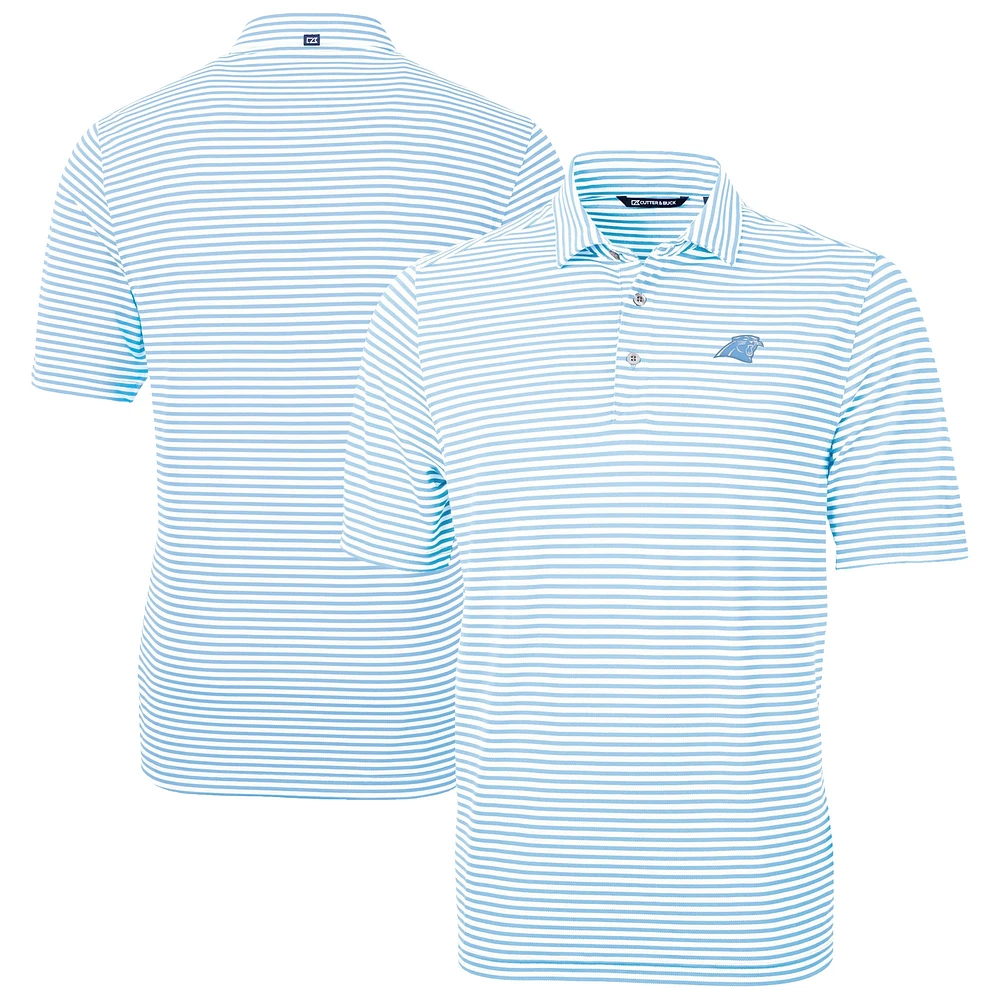 Men's Cutter & Buck Powder Blue Carolina Panthers Virtue Eco Pique Stripe Recycled Polo