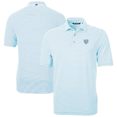 Men's Cutter & Buck Powder Blue Chicago Bears Virtue Eco Pique Stripe Recycled Polo