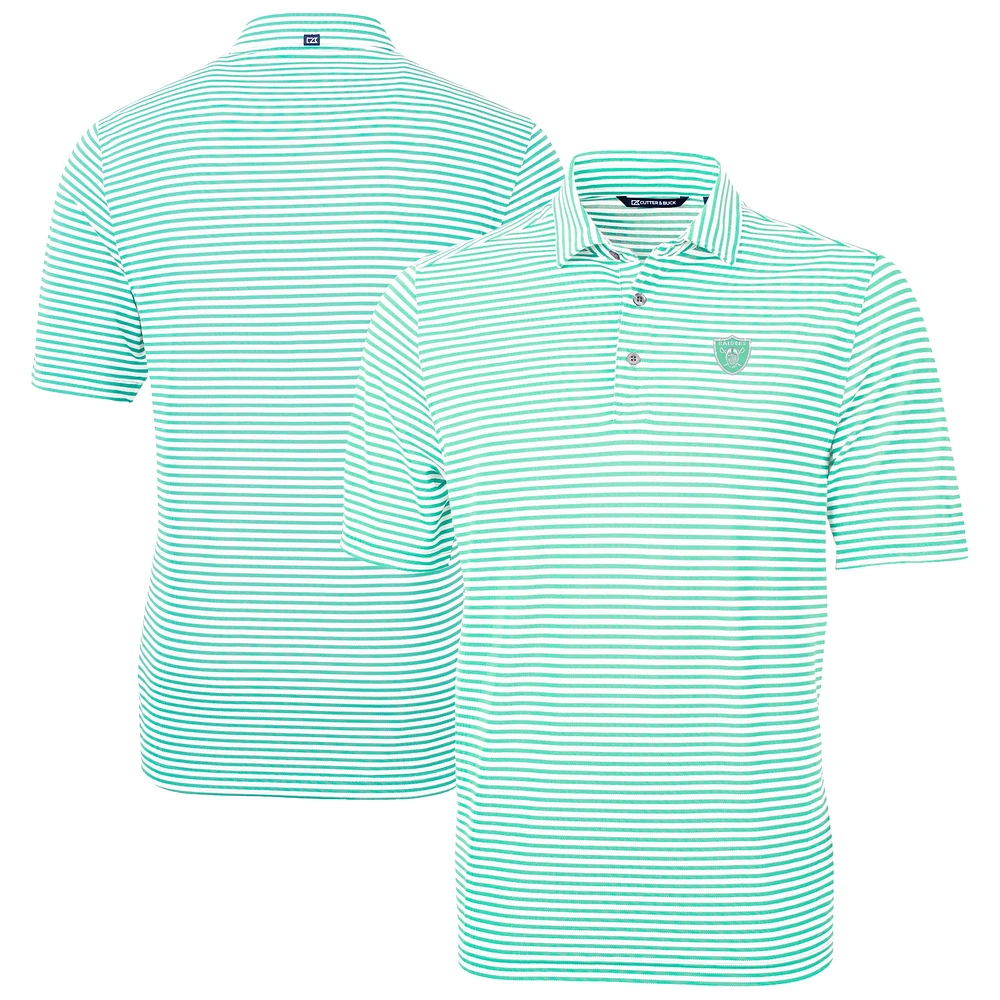 Men's Cutter & Buck Las Vegas Raiders Virtue Eco Pique Stripe Recycled Polo