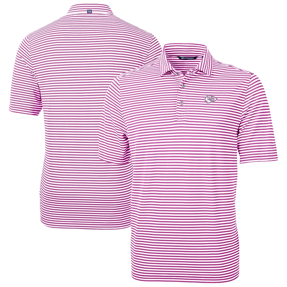 Men's Cutter & Buck Kansas City Chiefs Virtue Eco Pique Stripe Recycled Polo