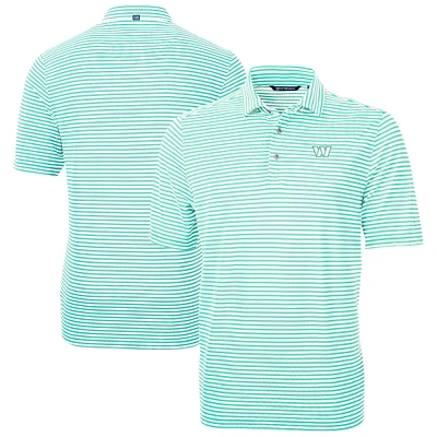 Men's Cutter & Buck Washington Commanders Virtue Eco Pique Stripe Recycled Polo