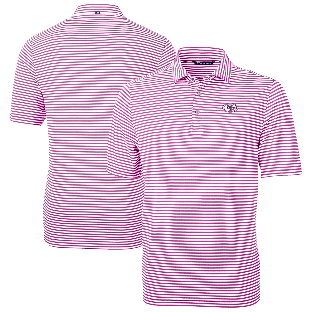 Men's Cutter & Buck Pink San Francisco 49ers Virtue Eco Pique Stripe Recycled Polo