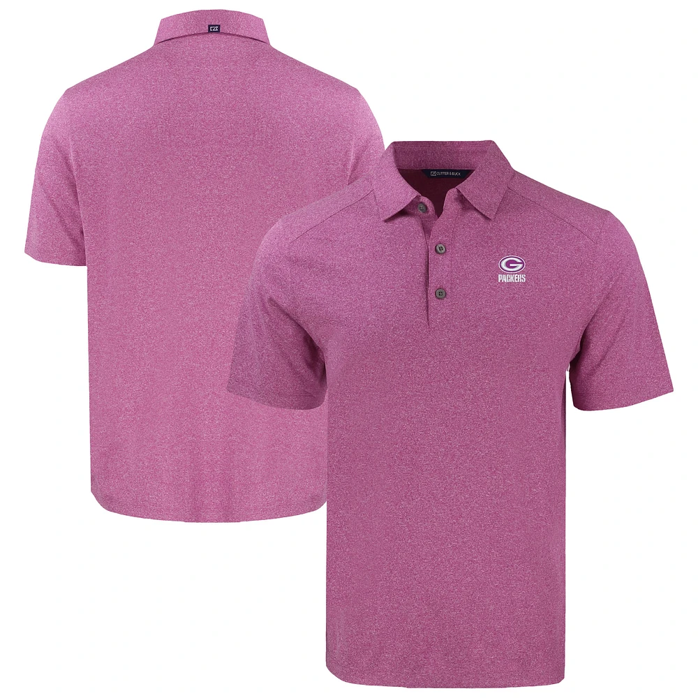 Men's Cutter & Buck Heather Pink Green Bay Packers Forge Eco Stretch Recycled Polo