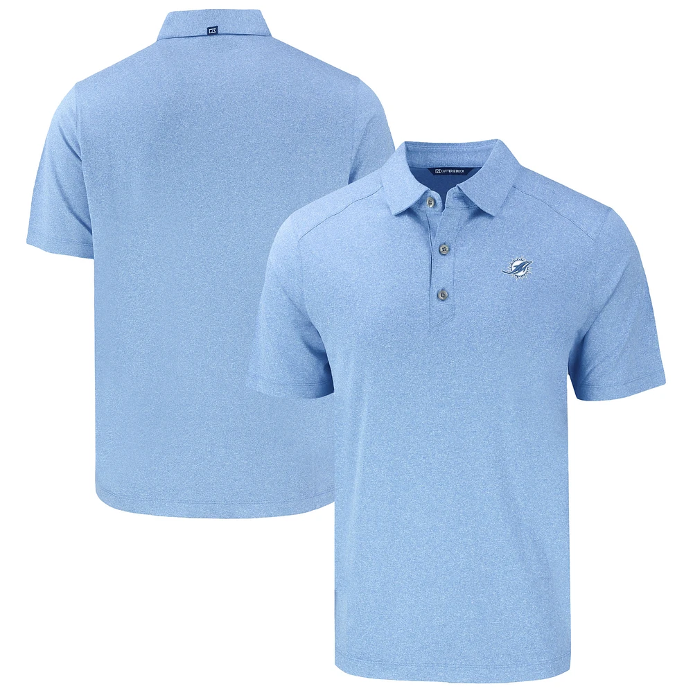 Men's Cutter & Buck Heather Powder Blue Miami Dolphins Forge Eco Stretch Recycled Polo