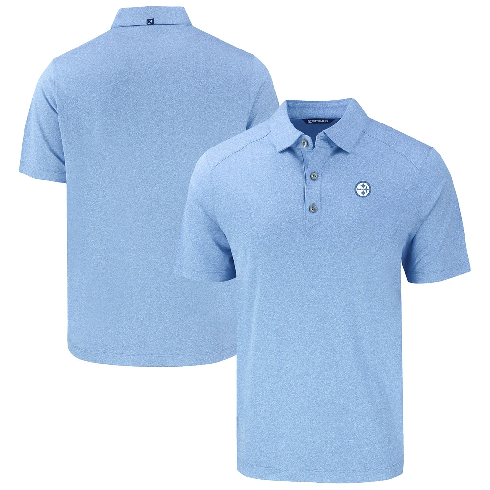Men's Cutter & Buck Heather Powder Blue Pittsburgh Steelers Forge Eco Stretch Recycled Polo
