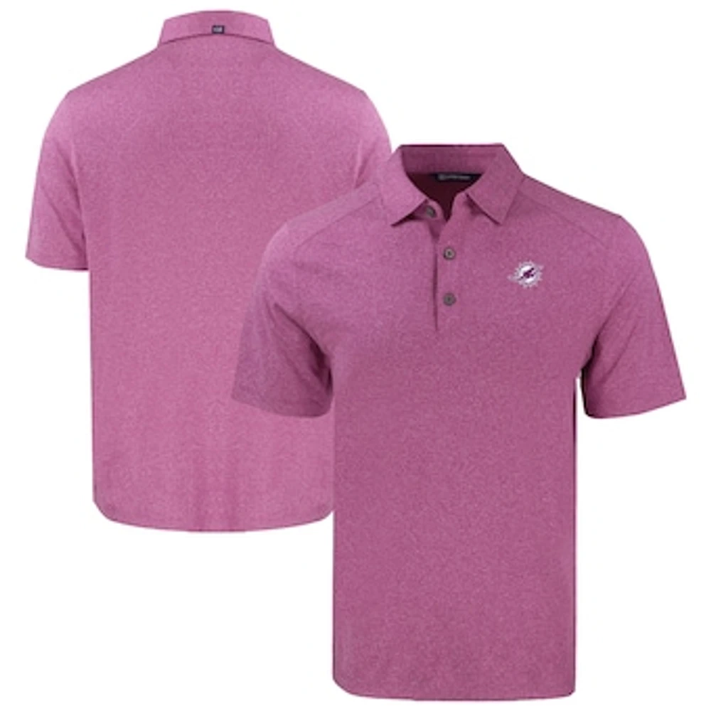 Men's Cutter & Buck Heather Pink Miami Dolphins Forge Eco Stretch Recycled Polo