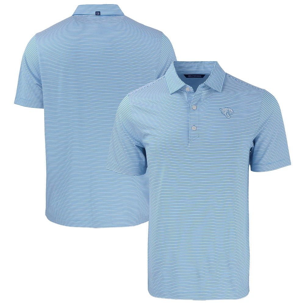 Men's Cutter & Buck Powder Blue Jacksonville Jaguars Forge Eco Double Stripe Stretch Recycled Polo