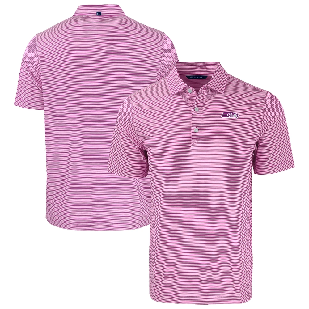 Men's Cutter & Buck Light Purple Seattle Seahawks Forge Eco Double Stripe Stretch Recycled Polo
