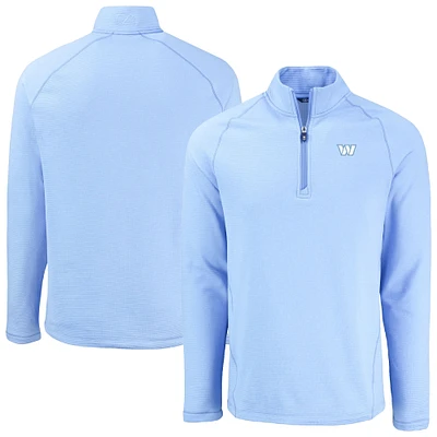 Men's Cutter & Buck Powder Blue Washington Commanders Peshastin Eco Fleece Recycled Raglan Quarter-Zip Top