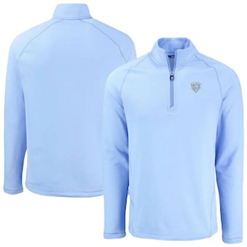 Men's Cutter & Buck Powder Blue Chicago Bears Peshastin Eco Fleece Recycled Raglan Quarter-Zip Top