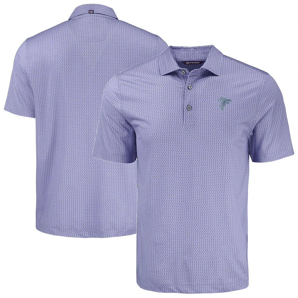 Men's Cutter & Buck Purple Atlanta Falcons Pike Eco Shadow Check Print Recycled Polo