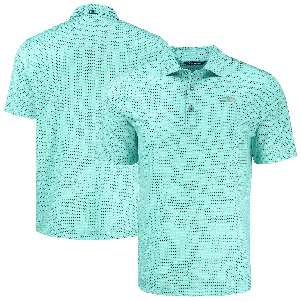 Men's Cutter & Buck Seattle Seahawks Pike Eco Shadow Check Print Recycled Polo