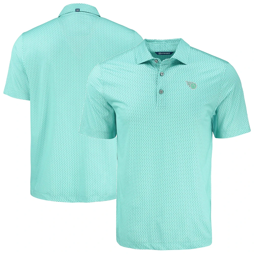 Men's Cutter & Buck Green Tennessee Titans Pike Eco Shadow Check Print Recycled Polo