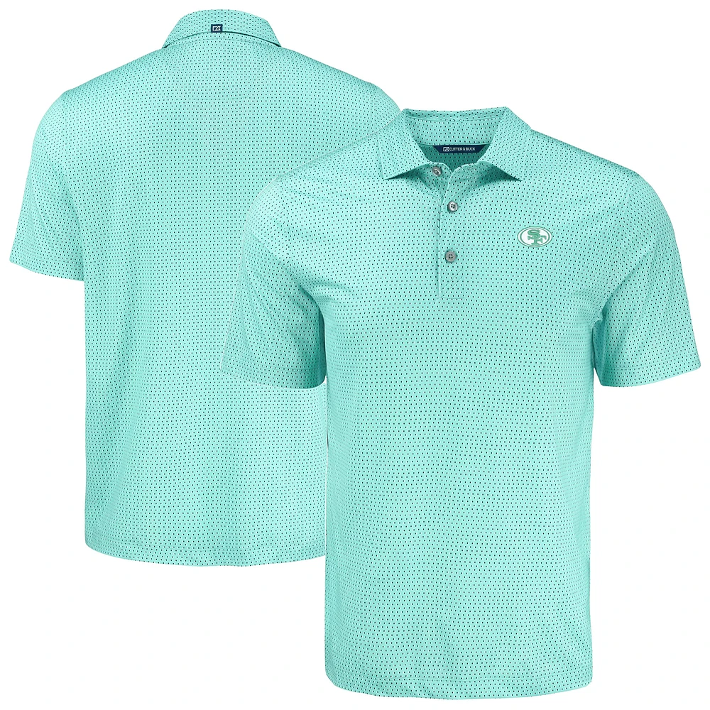 Men's Cutter & Buck San Francisco 49ers Pike Eco Shadow Check Print Recycled Polo