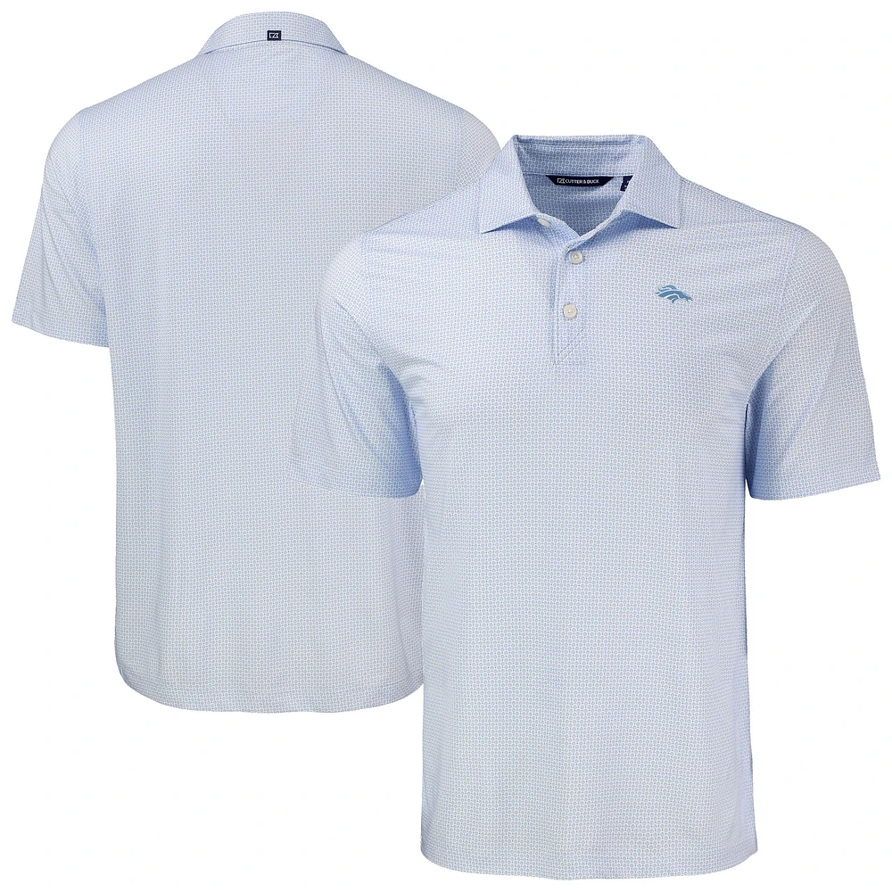 Men's Cutter & Buck Powder Blue Denver Broncos Pike Eco Diamond Dot Print Recycled Polo