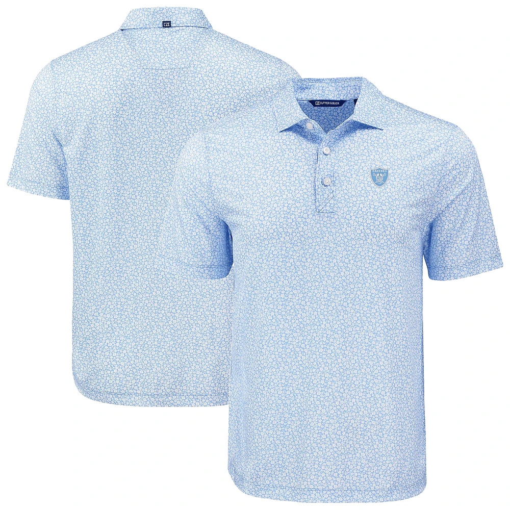 Men's Cutter & Buck Powder Blue Las Vegas Raiders Pike Eco Flora Print Recycled Polo