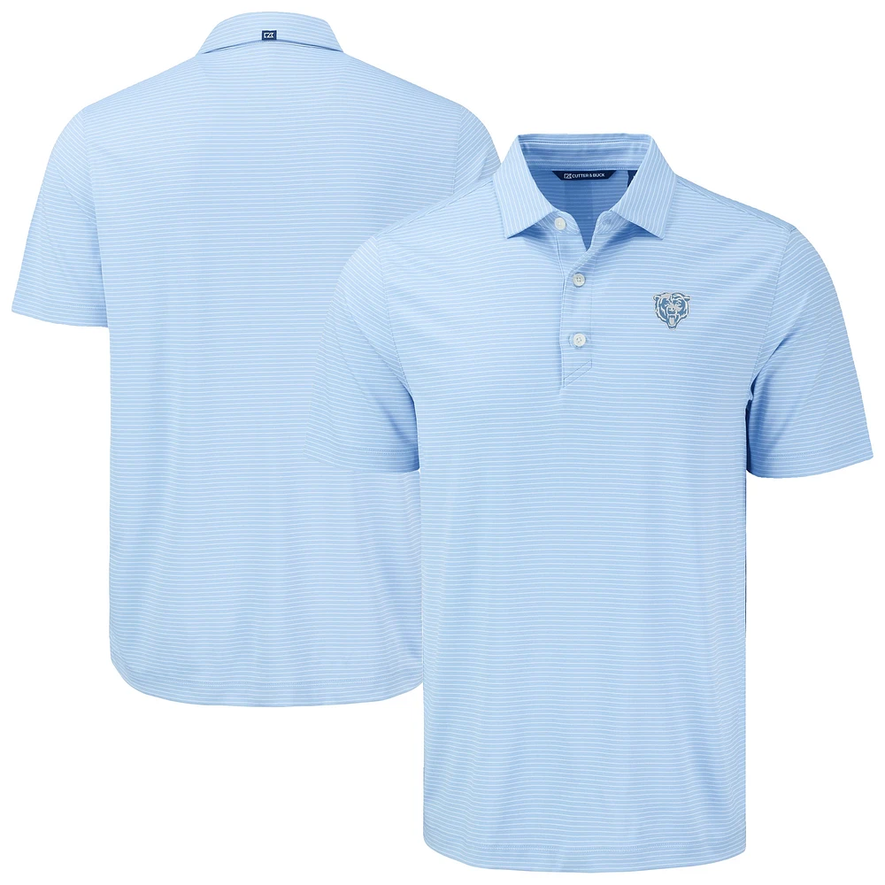 Men's Cutter & Buck Powder Blue Chicago Bears Forge Eco Fine Line Stripe Stretch Recycled Polo