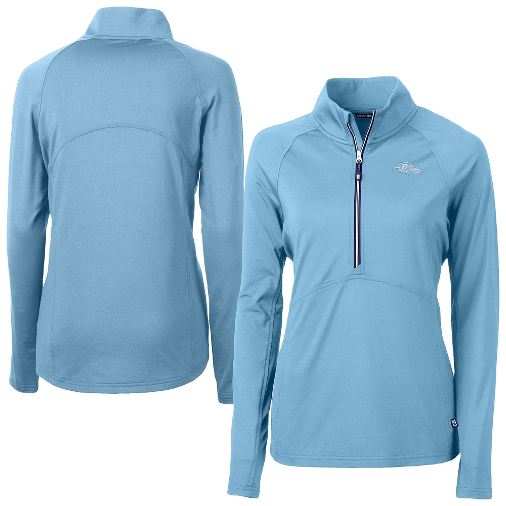 Women's Cutter & Buck Powder Blue Baltimore Ravens Adapt Eco Knit Stretch Recycled Half-Zip Top
