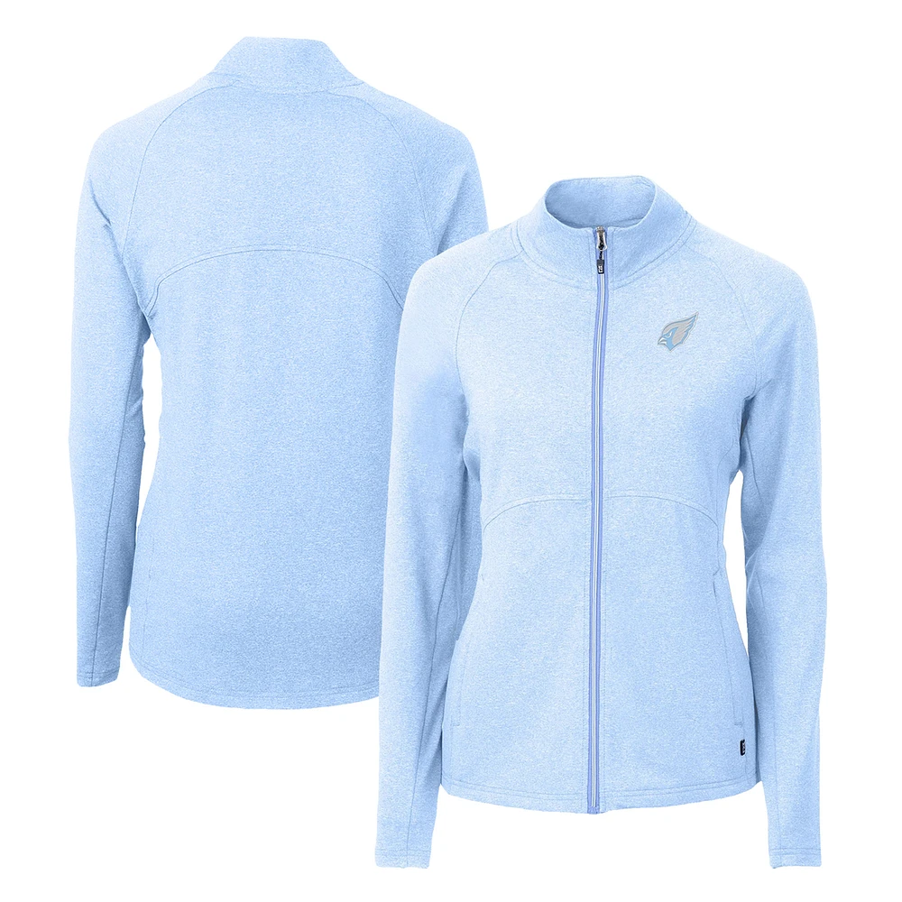 Women's Cutter & Buck Heather Powder Blue Arizona Cardinals Adapt Eco Knit Recycled Full-Zip Jacket