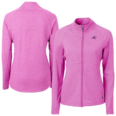 Women's Cutter & Buck Heather Pink Carolina Panthers Adapt Eco Knit Recycled Full-Zip Jacket