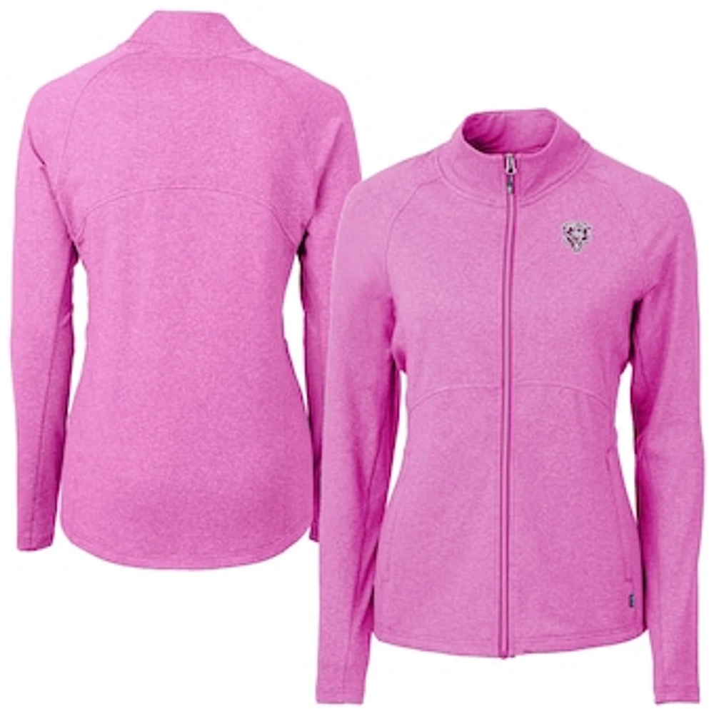 Women's Cutter & Buck Heather Pink Chicago Bears Adapt Eco Knit Recycled Full-Zip Jacket