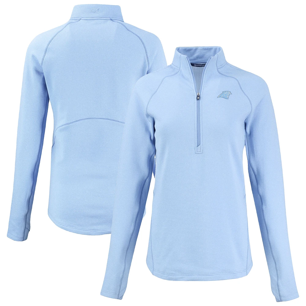 Women's Cutter & Buck Powder Blue Carolina Panthers Peshastin Eco Fleece Recycled Half-Zip Top