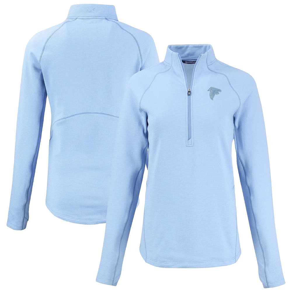 Women's Cutter & Buck Powder Blue Atlanta Falcons Peshastin Eco Fleece Recycled Half-Zip Top