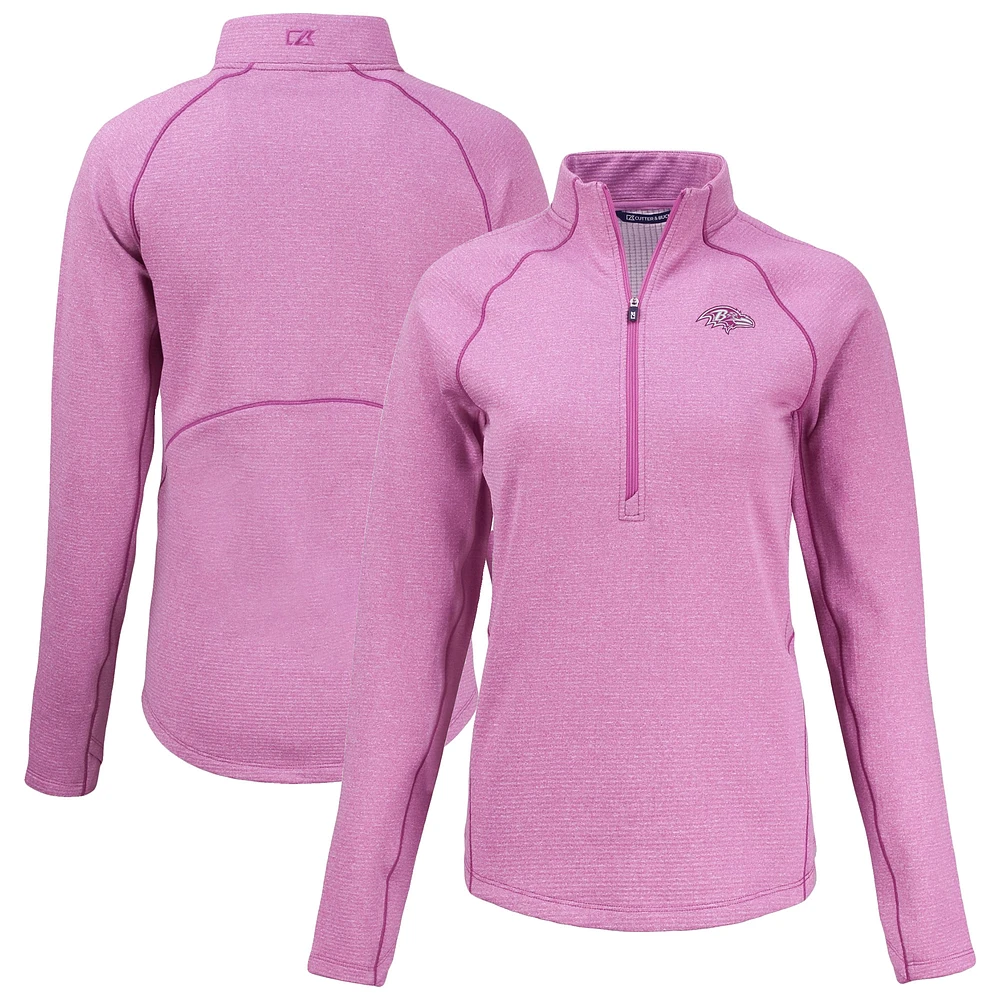Women's Cutter & Buck Baltimore Ravens Peshastin Eco Fleece Recycled Half-Zip Top