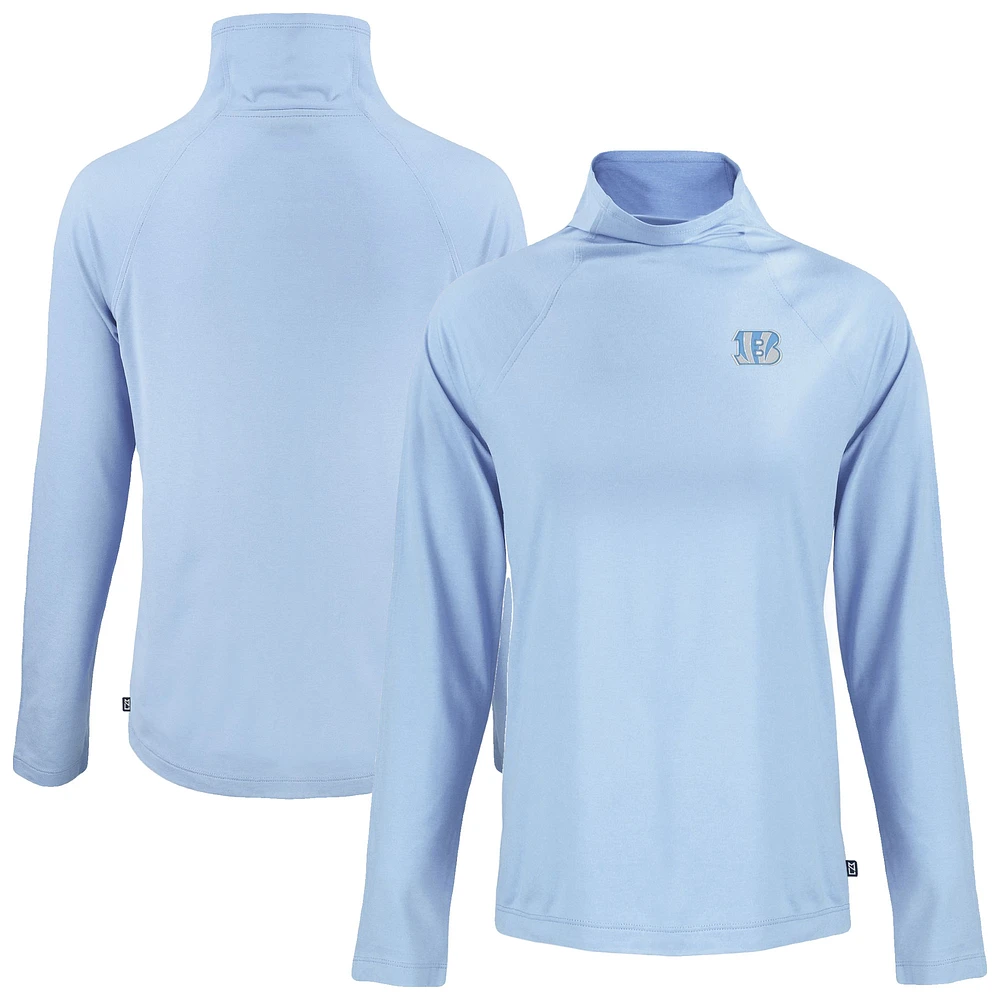 Women's Cutter & Buck Powder Blue Cincinnati Bengals Coastline Epic Comfort Eco Recycled Funnel Neck Pullover Top
