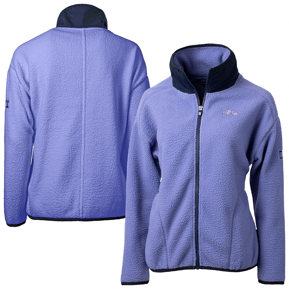 Women's Cutter & Buck Lavender Baltimore Ravens Cascade Eco Fleece Full-Zip Jacket